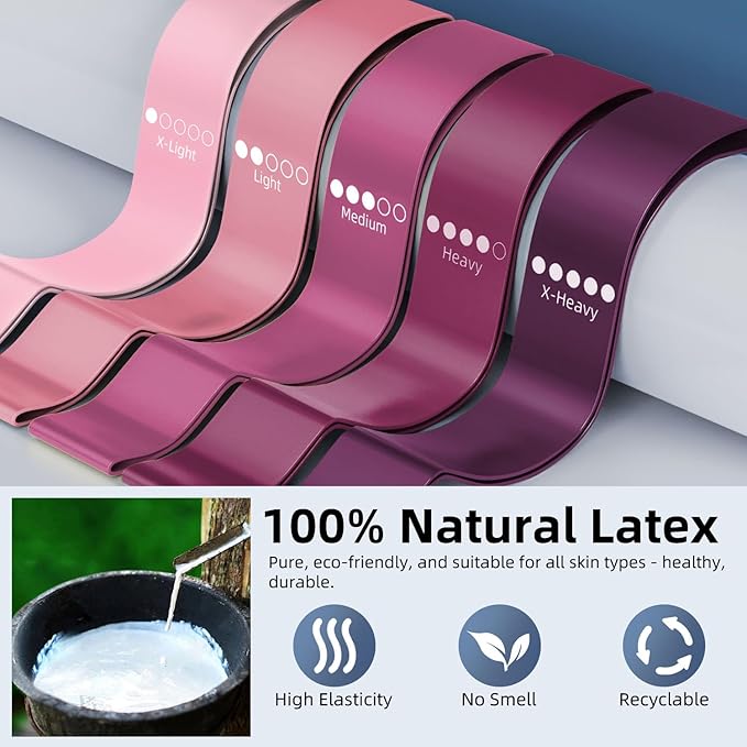 Resistance Loop Exercise Bands for Home Fitness, Yoga Pilates, Stretching, Strength Training, and Physical Therapy - Elastic Bands Set Workout Bands for Women&Men (5pcs Set)