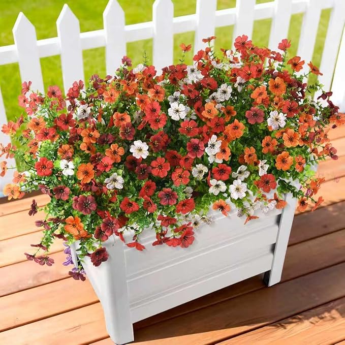 Artificial Flowers for Outdoors, 12 Bundles Multicolor Fake Faux Silk Flowers for Spring Summer Decoration, UV Resistant No Fade Artificial Plants Outdoor for Planter Porch Patio Yard Home Decor