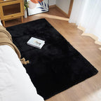 Ghouse Ultra Soft Faux Rabbit Fur Rug, Machine Washable Area Rugs for Bedroom Fluffy Rugs for Living Room, no-Shedding Carpet Sheepskin Rug Black 2x3 Feet