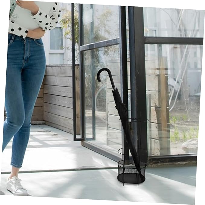 Hemobllo Metal Umbrella Stand Water Drip Tray Freestanding Holder for Entryway Compact Design for Easy Assembly Umbrella Storage Rack
