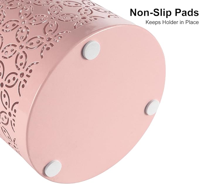 Metal Round Umbrella Stand,Free Standing Umbrella Holder Bin, Canes Walking Sticks Holder for Entryway, Home, Office,Pink