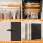 Homieasy 96 Inches Closet Organizer System, 8FT Customizable Walk In Closet Organizer with Hanging Rods, 3 Drawers Garment Rack with Leather Handle , 96" L x 16" W x 75" H, Max Load 1000 LBS, Black