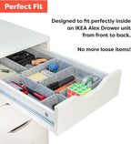 Rajas Goods Drawer Organizer Compatible with Ikea Alex Drawer Unit, 10-Piece Modular Felt Tray Organizer Set, Perfect Fit (Light)