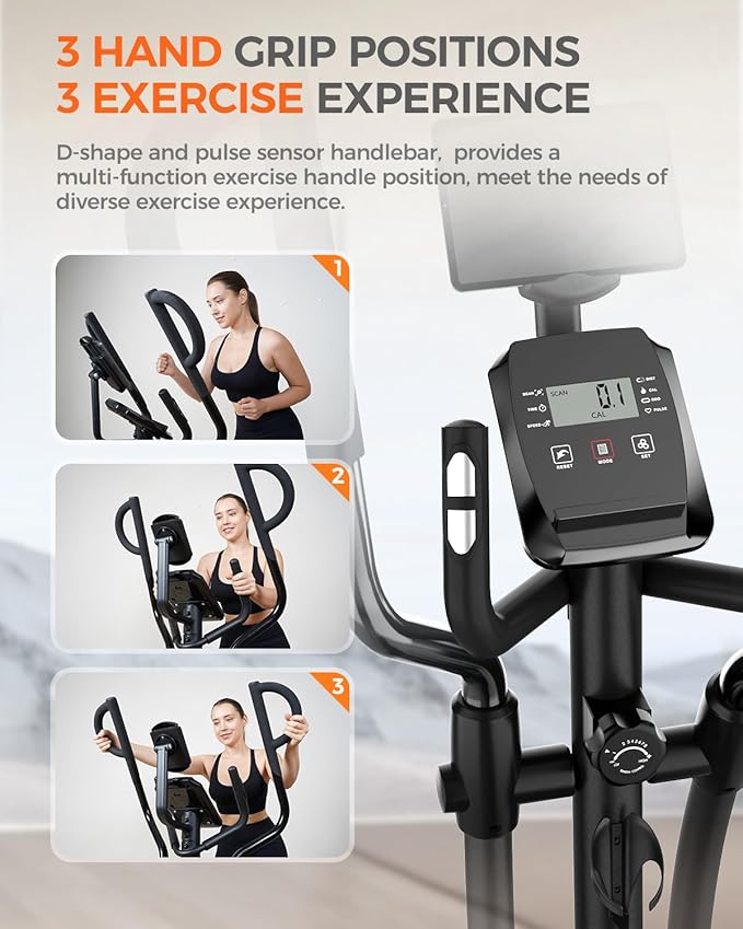 pooboo Elliptical Machine, Elliptical Exercise Machine with 16-Level Resistance&Quiet Magnetic Driving System, Elliptical Machine for Home with LCD Monitor,15.5-17IN Stride, 350LBS Weight Capacity