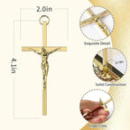KUXBET Crucifix Cross, Metal Gold Crucifix with Jesus Crucifix, My Heart/Encouragement Gift Pocket Stress Cross Fidget for Christian Faith, Prayer, Christmas Gifts (4.1inch, Antique Gold)