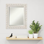 Amanti Art White Wall Mirror 26x22 Opera Off White Rectangle Bathroom Mirror for Wall Decor Living Room, Small Traditional Wood Frame, Hangs Horizonally and Vertically, Bathroom Decor, Beveled Edge