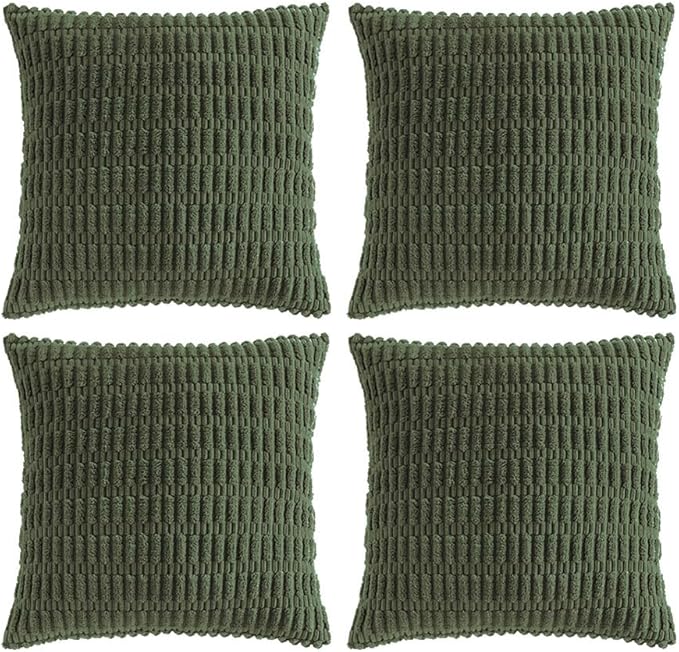 Fancy Homi 4 Packs Decorative Throw Pillow Covers for Living Room Couch Bed, Modern Farmhouse Boho Home Décor Accent Cushion Case, 22" x 22", Olive Green