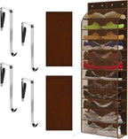 Over The Door Shoe Organizer with 12 Large Breathable Pockets - Durable Hanging Storage for the Entire Family's Shoes (Espresso)