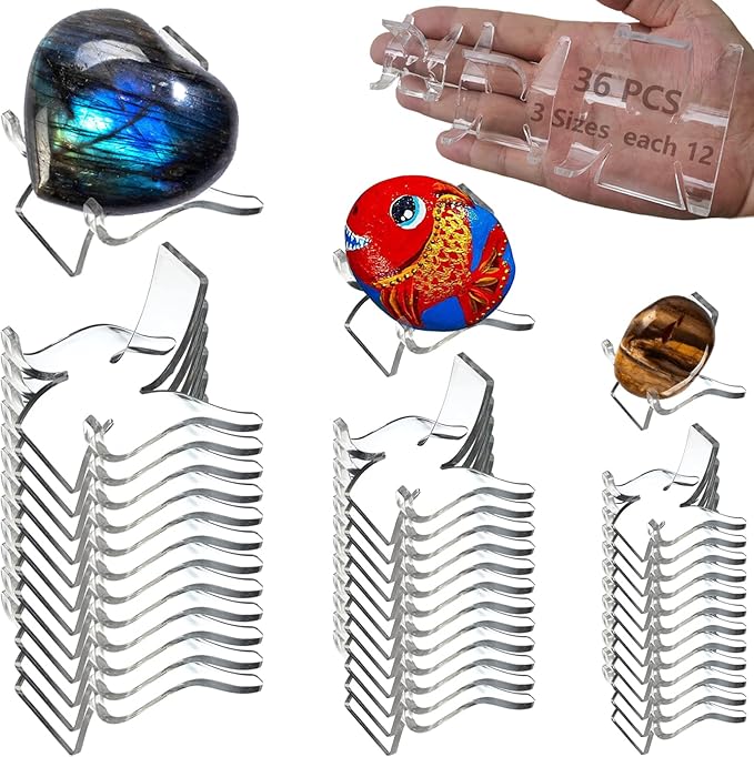 Crystal Stand Rock Display Stand Small Dispaly Stands ( 3 Sizes , 36 PCS ) Crystal Stands for Display Minerals Rocks Crystals Agates Fossils Corals or Other Small Items in Home Shop Museum Office