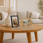 Americanflat Acrylic Easel Stand - 4" Tabletop Easel and Plate Stand - Set of 4 - Lightweight Display Holders for Photos, Cards, Frames, Books, Magazines, Albums - Home or Office Decor