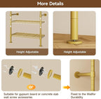 ONBRILL H4 Wall Mounted Closet System, Expandable Industrial Pipe Clothes Rack Clothing Rack for Hanging Clothes, Heavy Duty Closet Organizers and Storage in Wardrobe Closet - Gold