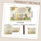 Hatzelou 1PCS Classic Winnie Baby Shower Centerpiece, Winnie Quotes Wall Hanging Sign, the Pooh Wall Sign Gifts, Adorable Winnie Sign for Home Bedroom Nursery, Perfect for Baby Shower Party Decor
