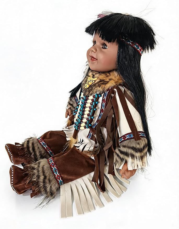 22" Collectible Native American (Indian) Vinyl Doll - VM221076 (Harsha)