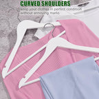 Amber Home White Wooden Hangers 30 Pack - Coat Hangers With Non-Slip Pant Bar for Shirts, Jackets, Dress