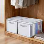 Univivi Large Size Wardrobe Clothes Organizer, 5 Grids Sweater Organizer for Closet with Handles, Support Boards and Lids, Foldable Closet Organizers for Sweaters, Pants, T-shirt, Hoodie- 2 Pack