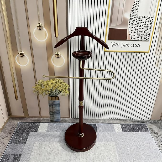 Suit Valet Stands for Women and Men,Clothes Valet Stand with Base Vertical,Wood Suit Rack,Freestanding Belt Holder Mens Valet Stand,Retail Display Rack Valet Stand,for Entrywaye