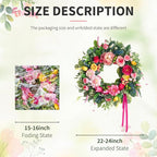 24 Inch Summer Wreaths for Front Door, Handcrafted Summer Wreath with Luxury Dahlias, Peony, Tulips & Roses, Summer Door Wreath for Holiday Farmhouse Indoor Outdoor Wall Home Decor