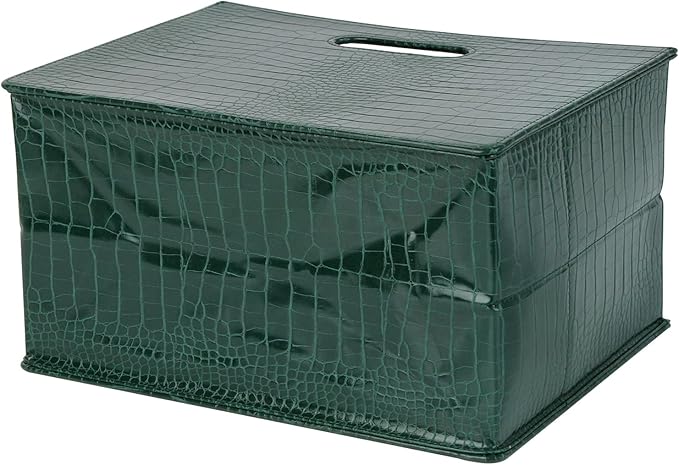 HofferRuffer Magazine Basket Holder, Foldable Magazine Rack, Document File Holder Organizer, File Folder, Newspaper Storage Bin Organizer for Home or Office (Green)