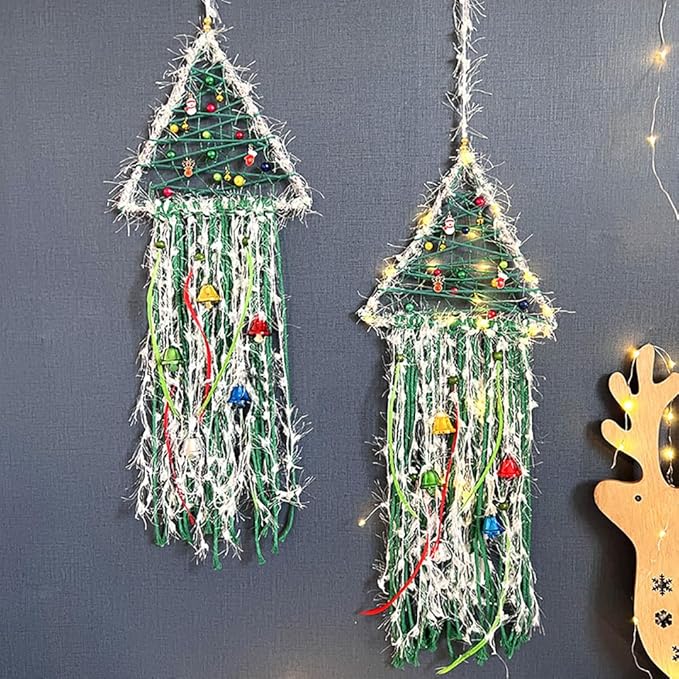 Christmas Tree Dream Catcher Handmade Christmas Dreamcatcher Hanging Decoration Home Wall Decoration Craft Ornament