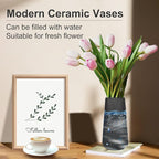Matte Black Ceramic Vase, GUKJOB Small Cute Flower Vase for Pampas Grass, Home, Living Room, Dining Table, Farmhouse, Office Decor, Bedroom, Table, and Kitchen Shelf (Matte Black)