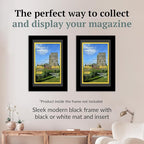 Creative Picture Frames 6.87 x 10 Magazine Frame with Full-Strength Glass, Holds Up To A 1/4" Thick Media with Installed Wall Hangers for Easy Mounting, 8x10 Manhattan Black Frame with Black Mat