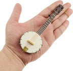 Wooden String Miniature Banjo Hanging Ornament Mini Musical Instrument Replica Holiday Tree Home Decoration Display Ornament (5.51" Banjo)