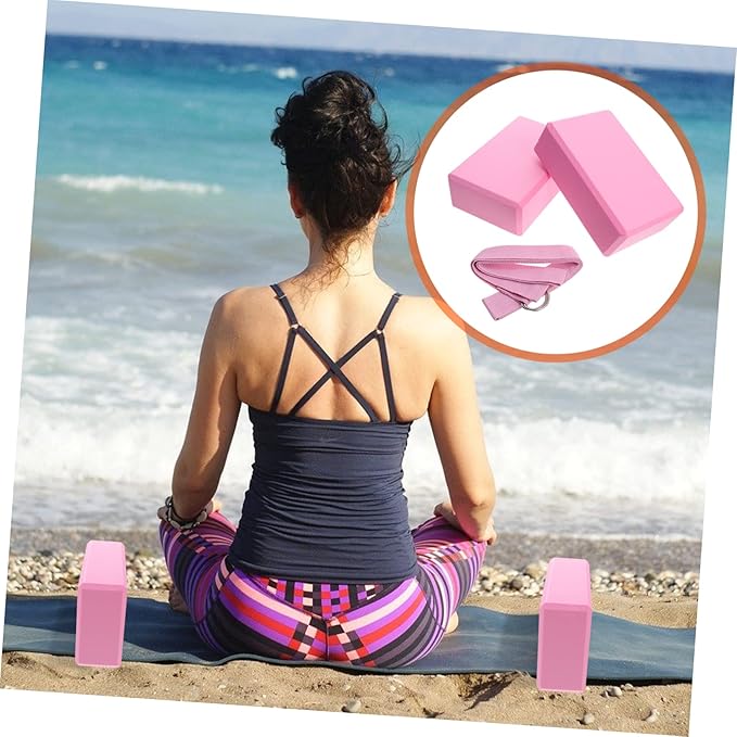 Yoga Resistance Band Set Yoga Blocks and Strap High-Density Non-Slip Exercise Kit for Women for Stretching Dance and