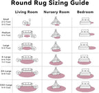 OLANLY Blush Round Rugs for Bedroom - Machine Washable, 8 ft Circle Area Rugs for Living Room, Soft and Fluffy Shaggy Carpet for Teen Girls and Boys, Nursery Rooms, Dorms, Home Decor Aesthetic