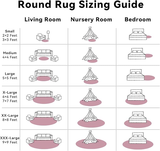 OLANLY Blush Round Rugs for Bedroom - Machine Washable, 4 ft Circle Area Rugs for Living Room, Soft and Fluffy Shaggy Carpet for Teen Girls and Boys, Nursery Rooms, Dorms, Home Decor Aesthetic