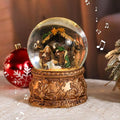 Christmas Snow Globe Musical - Nativity Snowglobe Vintage Water Snow Globes LED Light Change Music Box Home Christmas Decor for Kids Gold