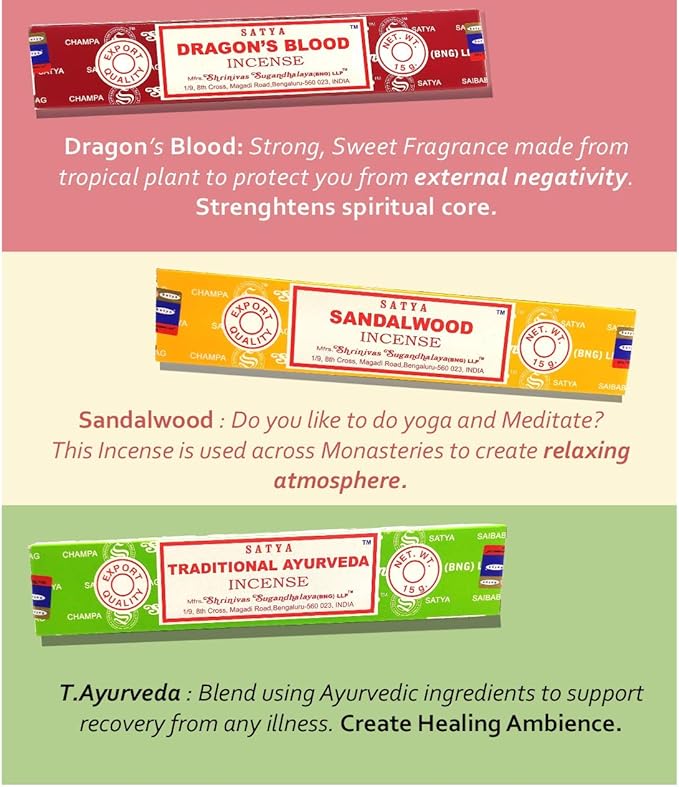 Nag Champa Incense Sticks Variety- Pack (12 Incenses, 140+ Sticks)