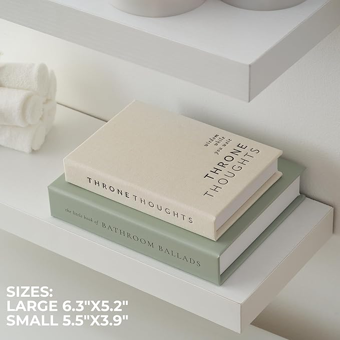 KIBAGA Beautiful Bathroom Decor Books – Set of 2 Modern Books for Your Bath Shelf - Funny Sage Green Restroom Decor and Accessories to Add Charm and Humor to Your Space