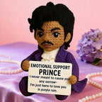 Handmade Crochet Prince Doll, Emotional Support Prince for Music Lovers, Positive Affirmation Desk Companion, Unique Commemorative Gift for Adults (Style B)