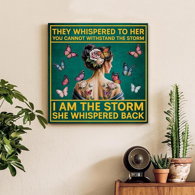 Motivational Wall Decor, Inspirational Quote Wall Art, Vintage Hippie Home Sign Boho Decor, Positive Affirmations Gifts for Women Girls Framed Posters Art Work for Office Bedroom, 8 x 8 Inches
