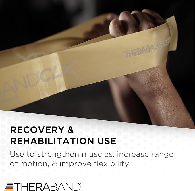 THERABAND CLX Resistance Band with Loops, 5-Foot Non-Latex Exercise Band for Mobility, Rehab, Stretching & Home Workouts, Color-Coded Resistance Levels