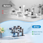 2 Packs Acrylic Display Stand Riser,3 Tier Perfume Organizer Cupcake Stand Acrylic Pop Shelves Holder,Black Desk Display Shelf for Figure,Trinket,Collectibles,Dessert Tray Stands for Party Decor-7.9in
