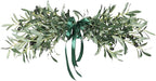 35.4inch Artificial Olive Leaves Swag, Spring Olive Door Swag with Fruit and Bow, Greenery Plants Swag Floral Garland for Front Door Garden Decor