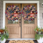 Patriotic Wreaths for Front Door, New 250th Anniversary Decorations, 4th of July Decorations Outdoor, Handcrafted Memorial Day Wreaths, Festival Celebration USA Flag Printed Wreath (C)
