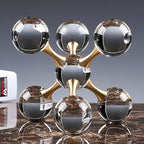 5.5 inch Transparent Golden Crystal Ball, Modern Western House Decorations Aesthetic, Gold Table Decor for Living Room, Office, Bookshelves, Bedroom, Coffee Table and More, Great Gift Ideas
