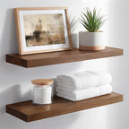 Homeforia Classic Walnut 20 inch Floating Shelf, High End Solid Real Wood Small 20inch Floating Shelves for Wall Mounted, 20in Floating Shelves, Heavy Duty Bracket, 20 X 6.5 X 1.75 inches, Set of 4