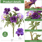 Artificial Fake Flowers for Outdoor, 8 Bundles Faux Plants Silk Flowers Spring Decoration UV Resistant No Fade Plastic Flowers for Outside Planters Home Porch Patio Yard Garden Decor