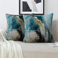 Teal Abstract Art Artwork Pillow Cover, Gallery Modern Decorative Throw Pillows Cushion Cover for Bedroom Sofa Living Room 18 x 18 Inch Set of 2