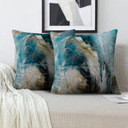 Teal Abstract Art Artwork Pillow Cover, Gallery Modern Decorative Throw Pillows Cushion Cover for Bedroom Sofa Living Room 18 x 18 Inch Set of 2