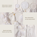 5 Pack Boho Dream Catcher Wall Hanging - White Handmade Dream Catchers Large Small Wall Decor for Bedroom Adult Sun and Moon Bohemian Hanging Decor Wedding Party Decoration for Women Teen Girls