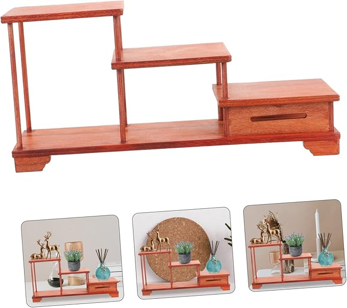 LIFKOME Tiered Wooden Display Riser Stand Pedestal for Home Decor Statues Holder
