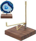Hipiwe Adjustable Metal Arms Display Stand Easel with Wooden Base - Rocks Crystal Display Easel Holder for Mineral Agate, Gemstones, Fossils, Coral Geodes, Plate and Photo,3.1"x3.1"x4.6"