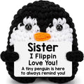 Belatelove Sisters Gifts from Sister, Funny Handmade Crochet Mini Penguin Gifts for Sister from Sisters, I Love You Long Distance Gift for Women, Cute Small Easter Decor