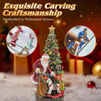 Large Musical Santa Christmas Tree Snow Globe - Lighted Christmas Snow Globes with Swirling Glitter, LED Lights, 8 Holiday Songs, 6-Hour Timer, USB or Battery Powered, Xmas Holiday Decoration Gift