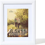 KTKDE 8.5 X 11 Picture Frame,Display Pictures 6x8 with Mat or 8.5 x 11 Without, Tempered Glass, 8.5 by 11 White Wooden Frames Wall or Tabletop Frame,Certificate Document Diploma Award Frame best gift