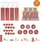 Homode Cedar Blocks for Clothes Storage, Set of 30, Cedar Chips for Closets and Drawers, Aromatic Cedar Wood Balls and Cedar Sachets, Cedar Closet Freshener